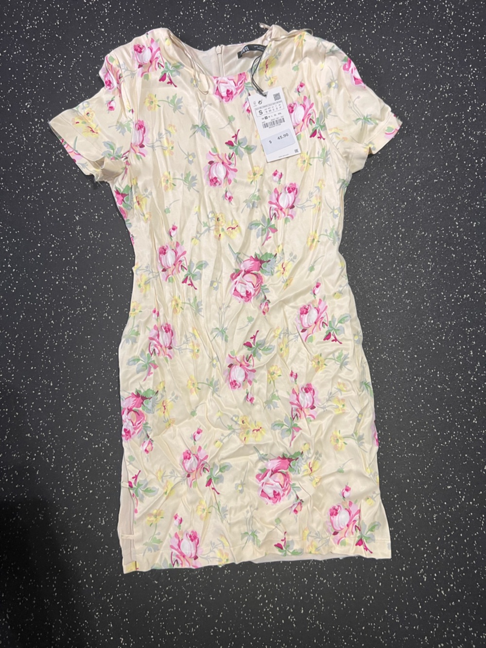 Cream Floral Maxi Dress with Pink Rose Print